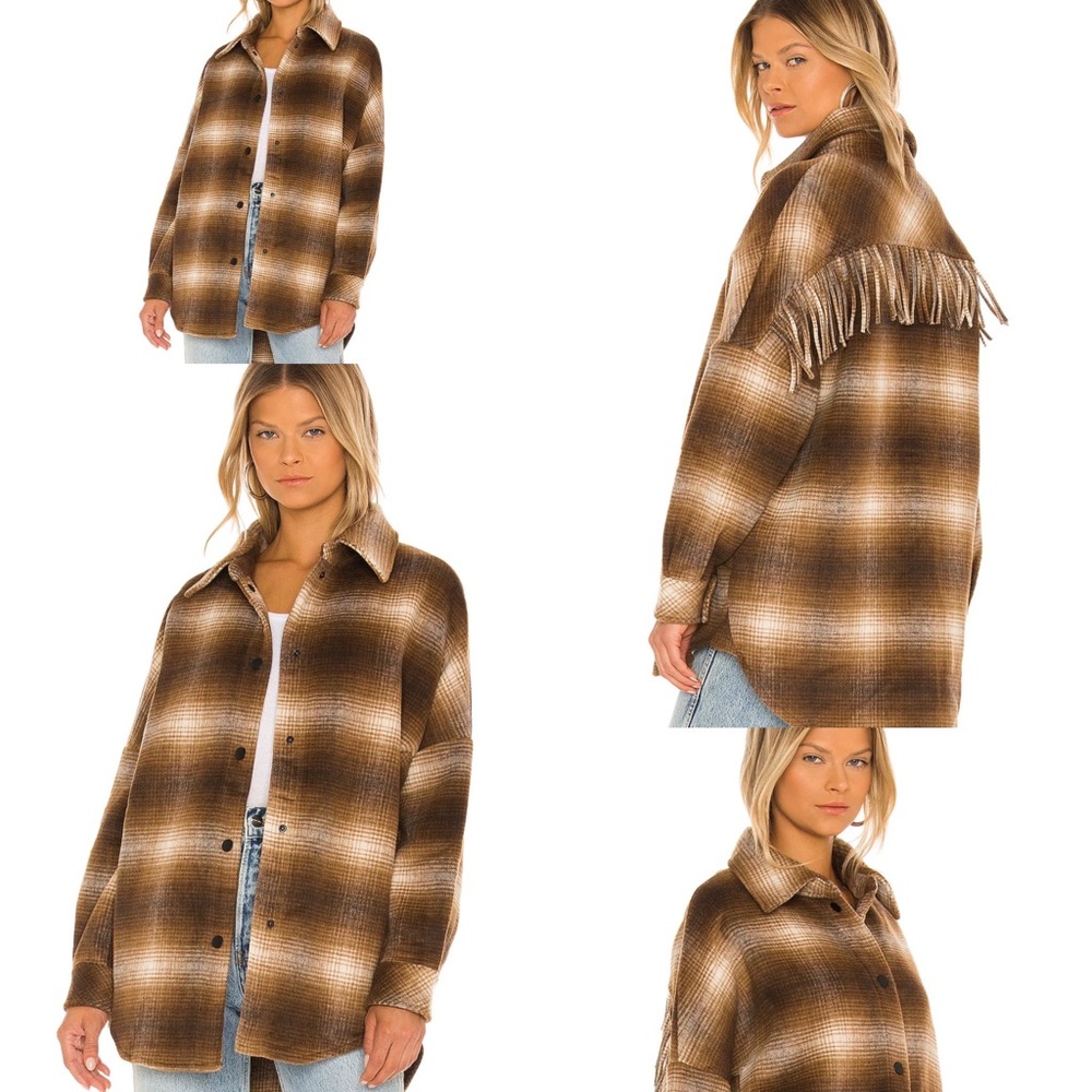 NWT STEVE MADDEN X BB DAKOTA Fringe With Benefits Coat Brown Small